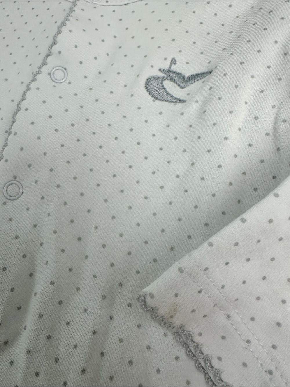 Kissy Kissy 6-9m gray dot sleeper GUC - Picture 3 of 5